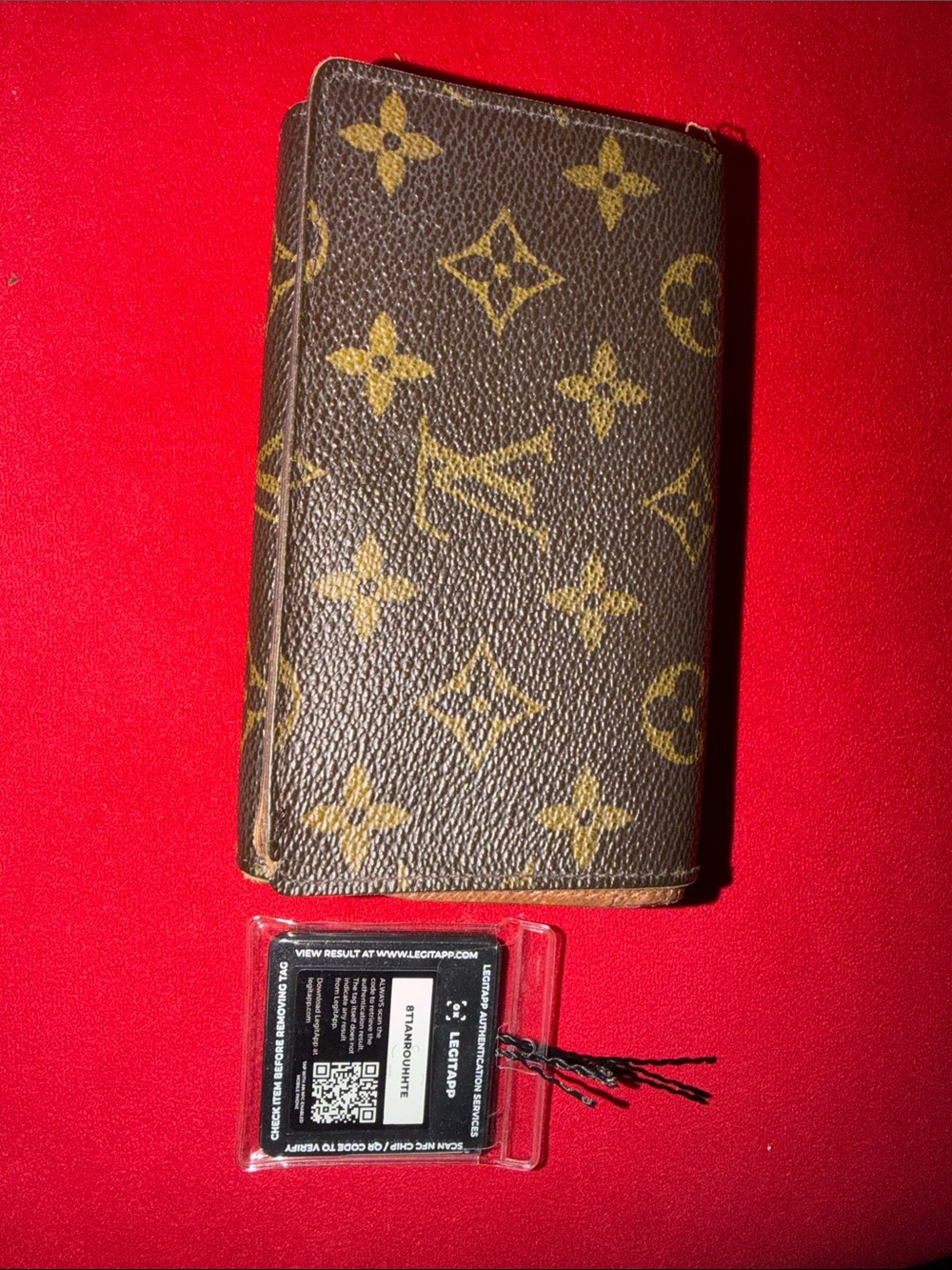 Authentic Louis Vuitton Monogram Canvas Phone Wallet Case in Brown and Gold